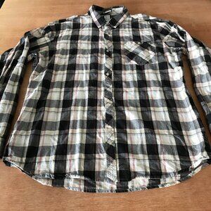 Billabong Shirt Men XL Black Plaid Button Up Pocket Long Sleeve Collared 18406